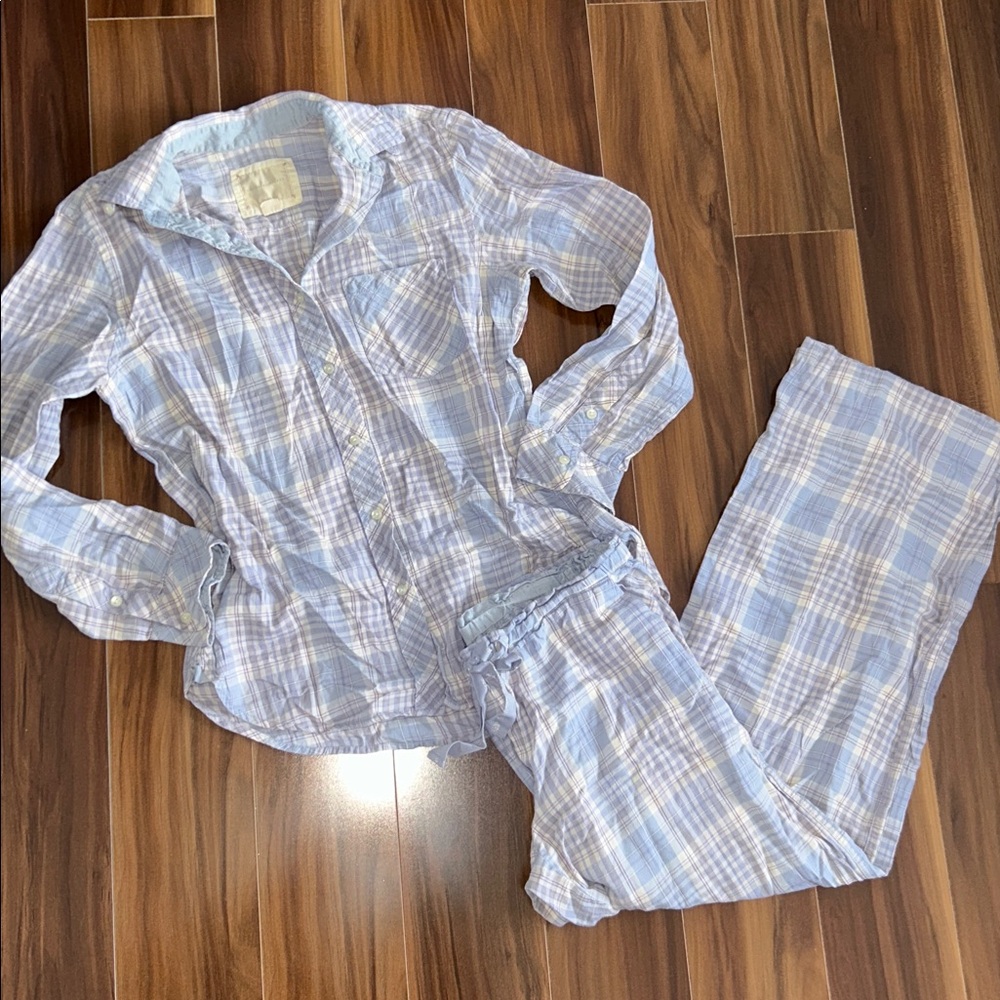 XS Victoria’s Secret VINTAGE plaid 100% cotton blue pajama set